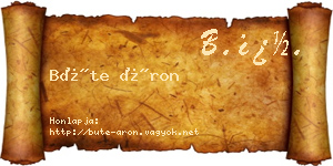 Büte Áron névjegykártya